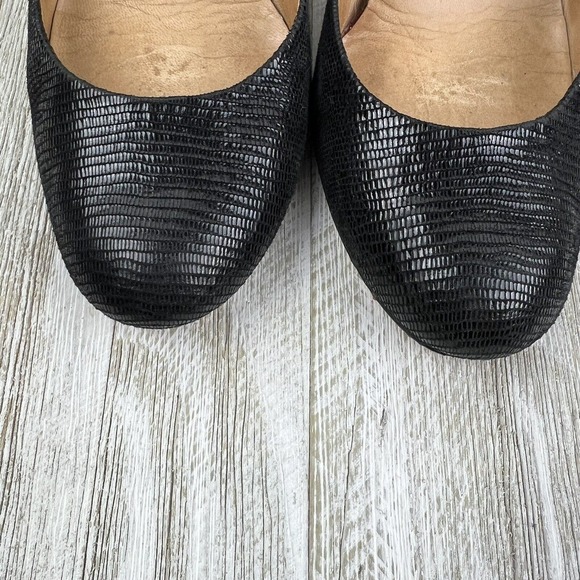 Ann Taylor Black Leather Snakeskin Pattern Round Toe High Heel Pumps Women 7 - Picture 3 of 9